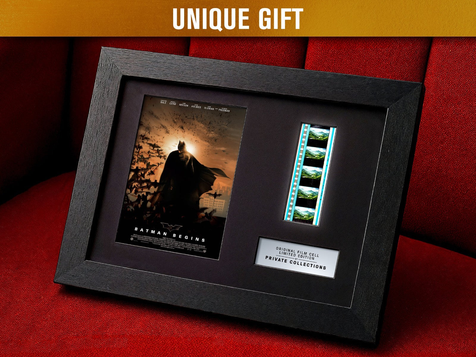 BATMAN BEGINS (2005) Certified 35mm Film Cells in an LED Backlit Frame
