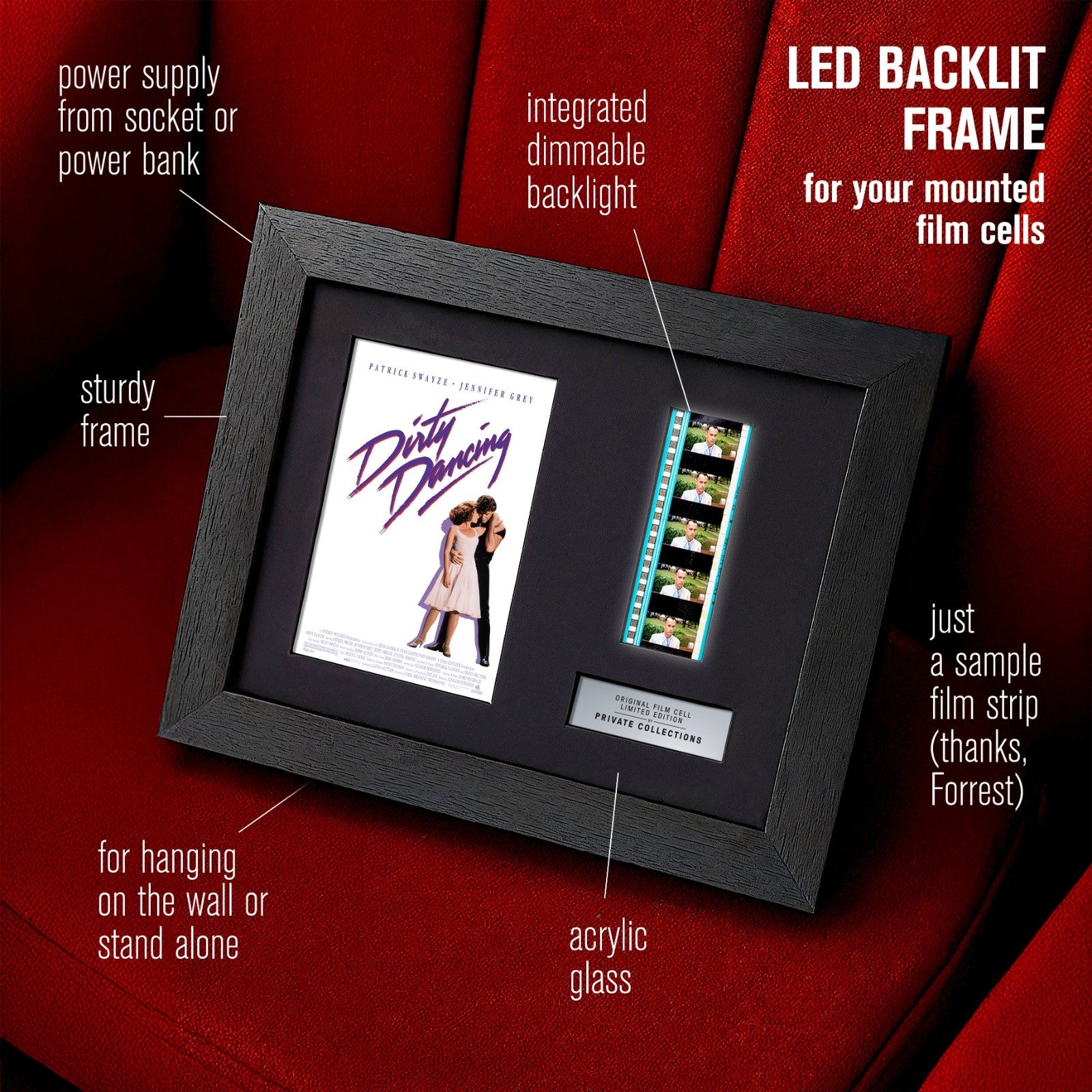 DIRTY DANCING (1987) Certified 35mm Film Cells in an LED Backlit Frame