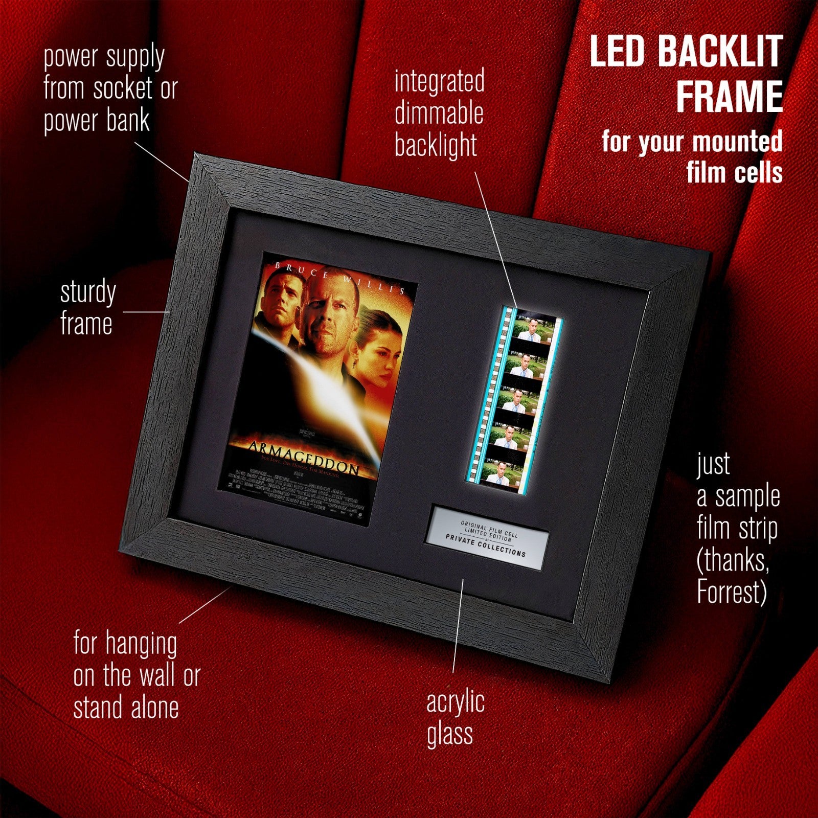 ARMAGEDDON (1998) Certified 35mm Film Cells in an LED Backlit Frame