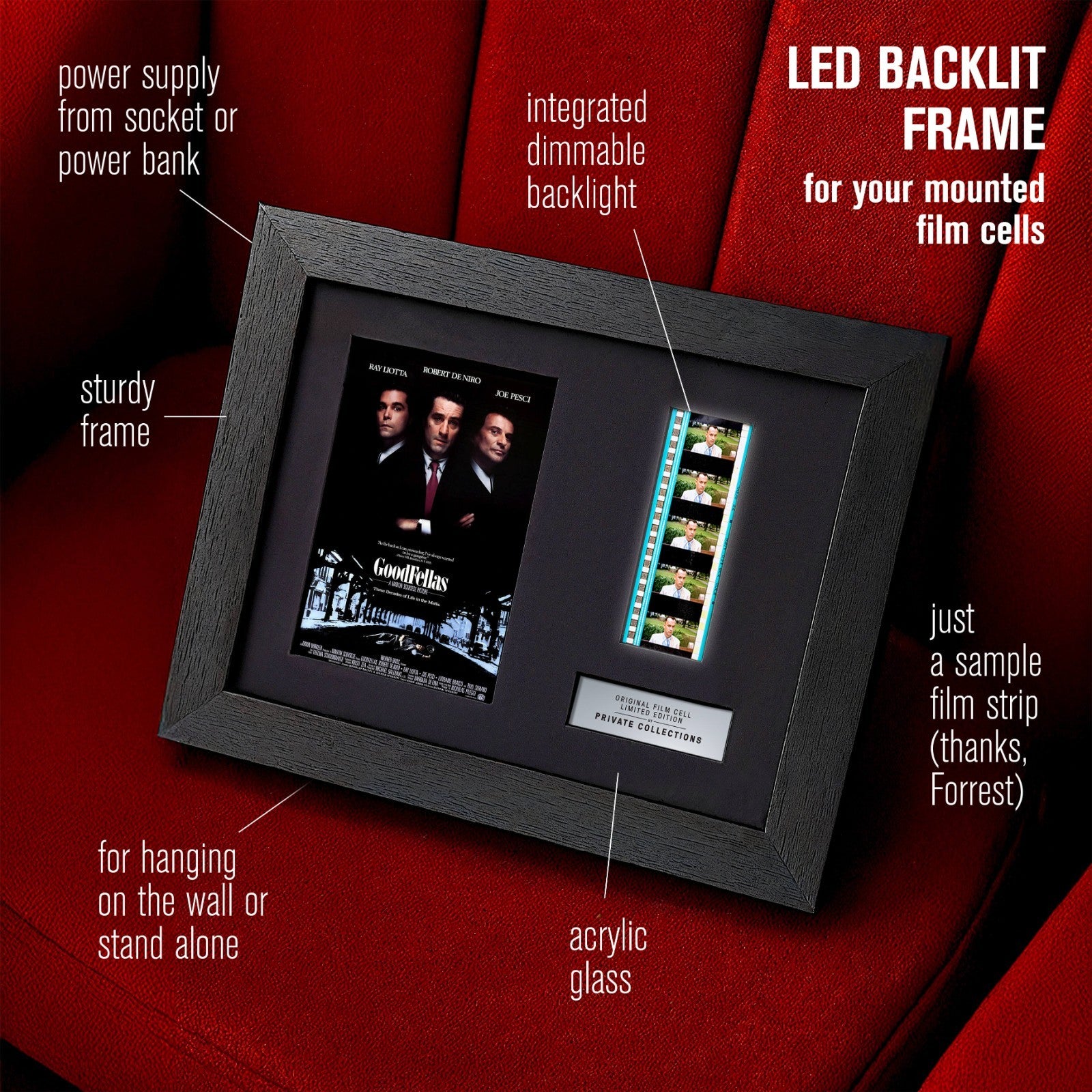 GOODFELLAS (1990) Certified 35mm Film Cells in an LED Backlit Frame