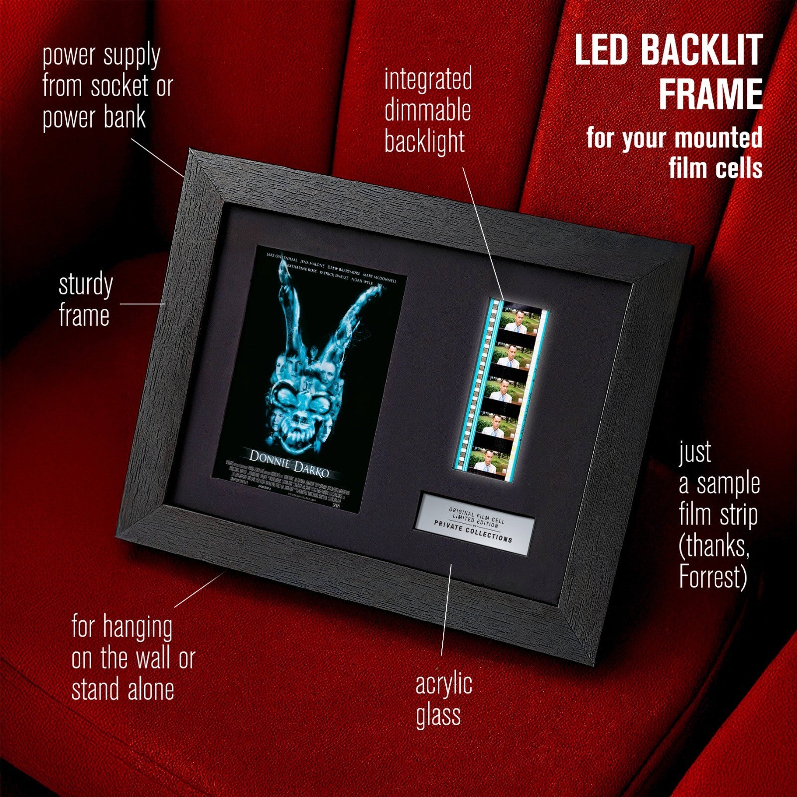 DONNIE DARKO (2001) Certified 35mm Film Cells in an LED Backlit Frame