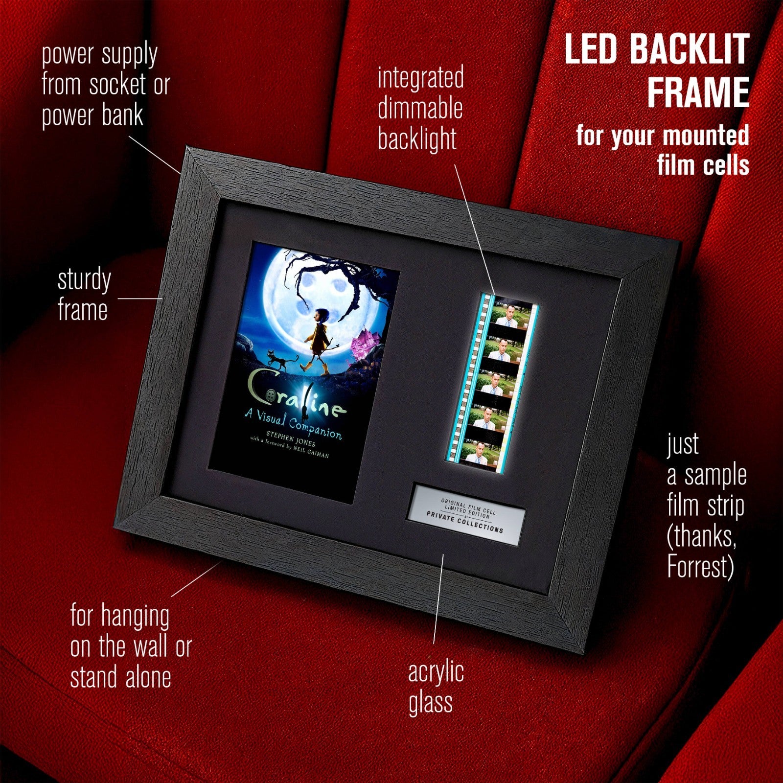 CORALINE (2009) Certified 35mm Film Cells in an LED Backlit Frame