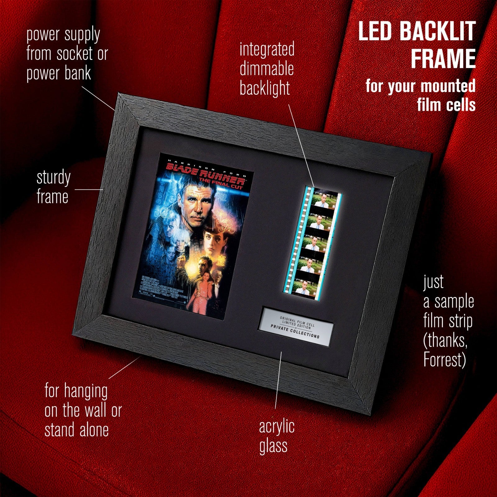 BLADE RUNNER (1982) Certified 35mm Film Cells in an LED Backlit Frame