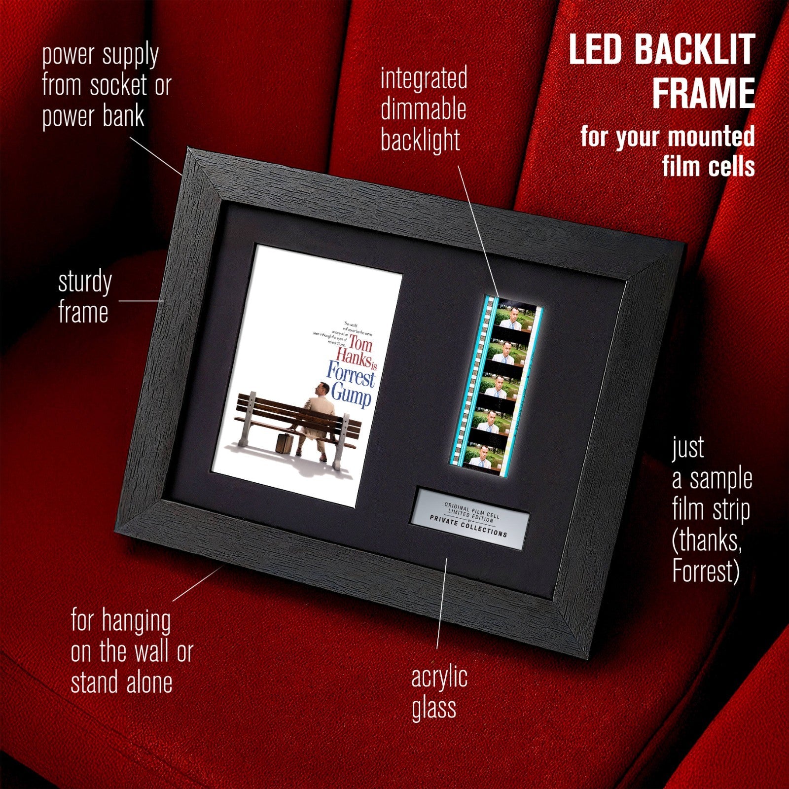FORREST GUMP (1994) Certified 35mm Film Cells in an LED Backlit Frame