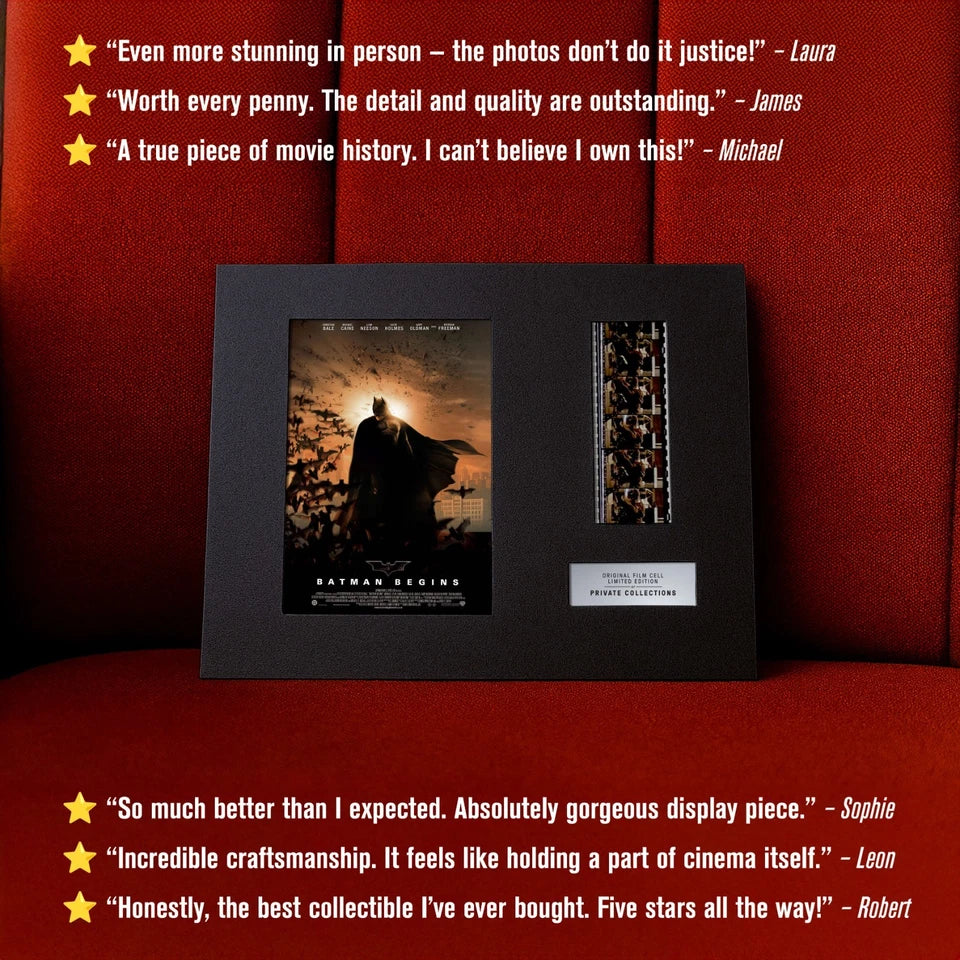 BATMAN BEGINS (2005) Certified 35mm Film Cells in an LED Backlit Frame