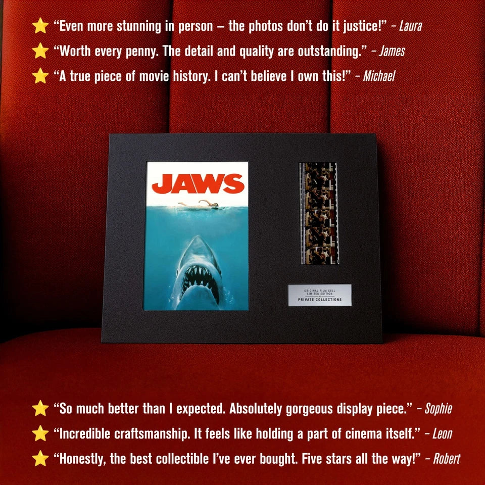 JAWS (1975) Certified 35mm Film Cells in an LED Backlit Frame