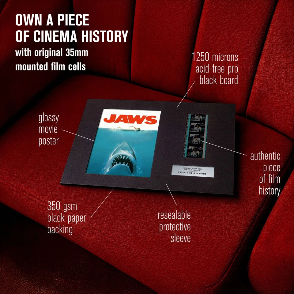 JAWS (1975) Certified 35mm Film Cells in an LED Backlit Frame