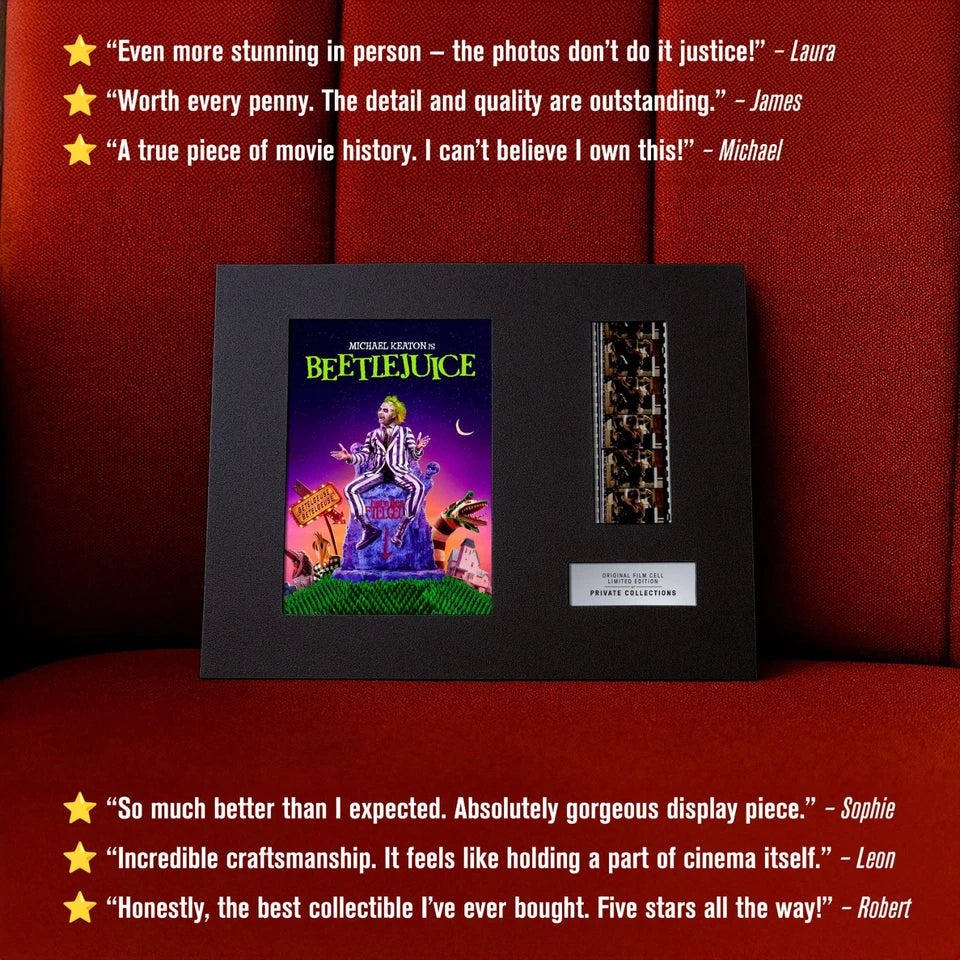 BEETLEJUICE (1988) Certified 35mm Film Cells in an LED Backlit Frame